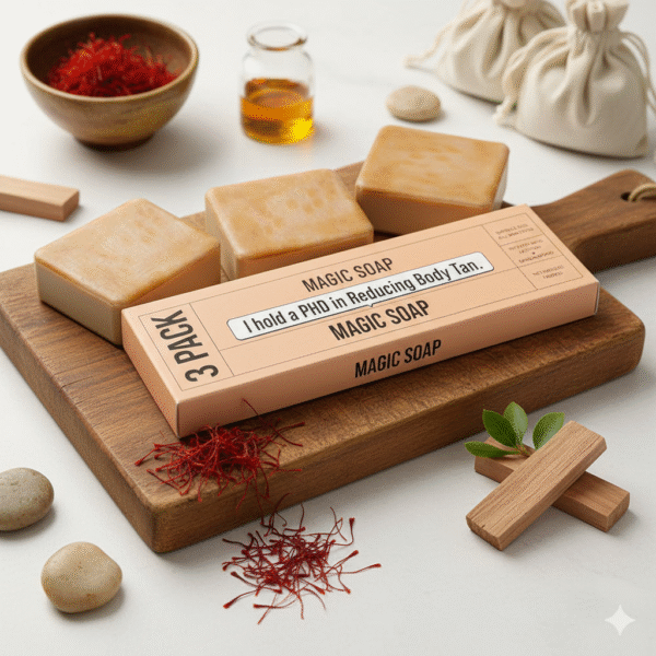 Magic ghar Soap Sandalwood & Saffron Ghar Magic Acidec Bath Soap, Paraben Free, Handmade, Skin Brightening, 100g Each, (3 Soap)